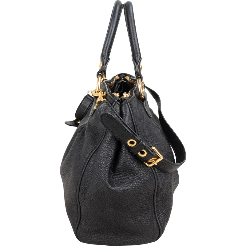 Miu Miu Vitello Daino Leather Tote Hobo Handbag