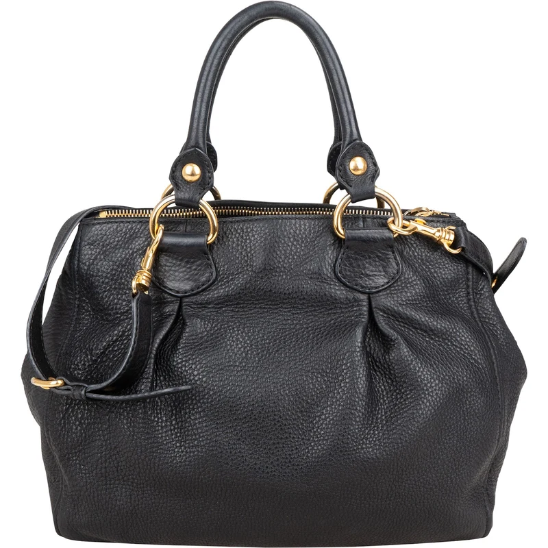 Miu Miu Vitello Daino Leather Tote Hobo Handbag