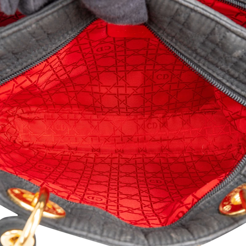 Christian Dior Quilted Nylon Medium Lady Dior Handbag