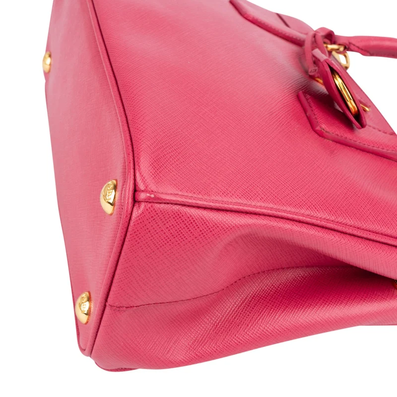 Prada Pink Saffiano Leather Small Galleria Handbag