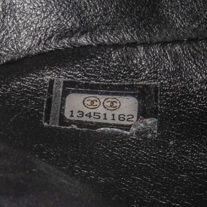 Chanel Quilted Caviar Leather Palladium Medium Double Flap Shoulder Bag