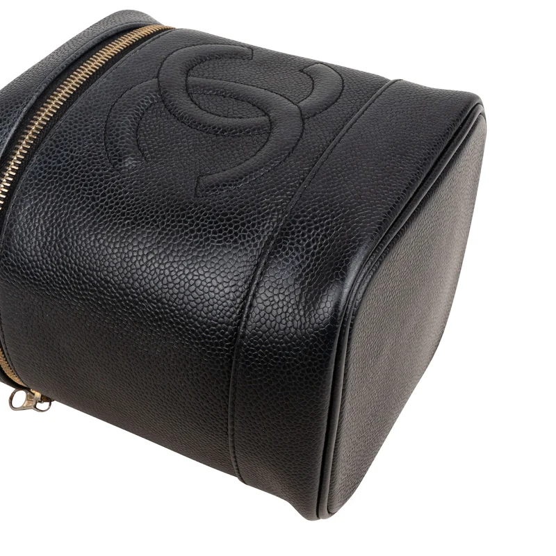 Chanel Caviar Leather Vertical Vanity Case Handbag