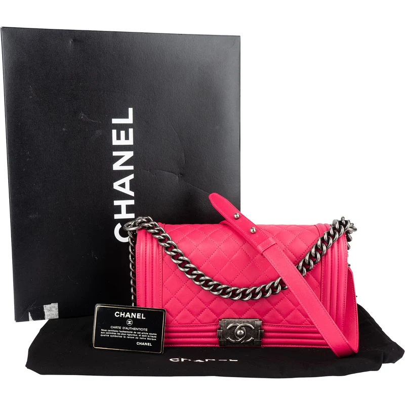 Chanel Quilted Lambskin Single Flap Boy Crossbody Bag