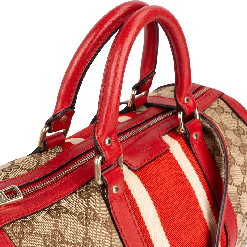 Gucci Monogram GG Canvas Vintage Web Boston Handbag