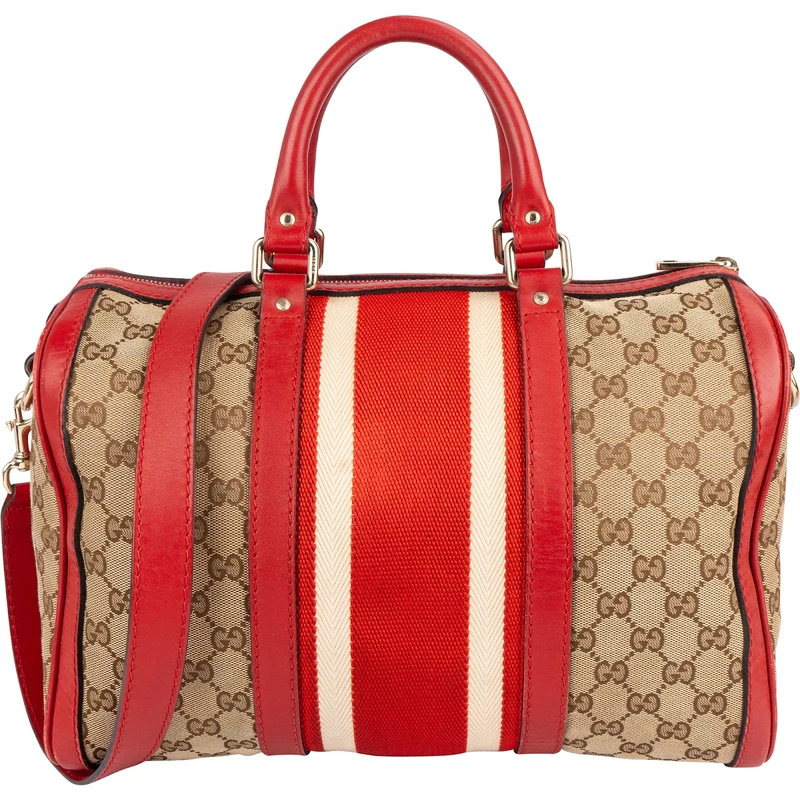 Gucci Monogram GG Canvas Vintage Web Boston Handbag