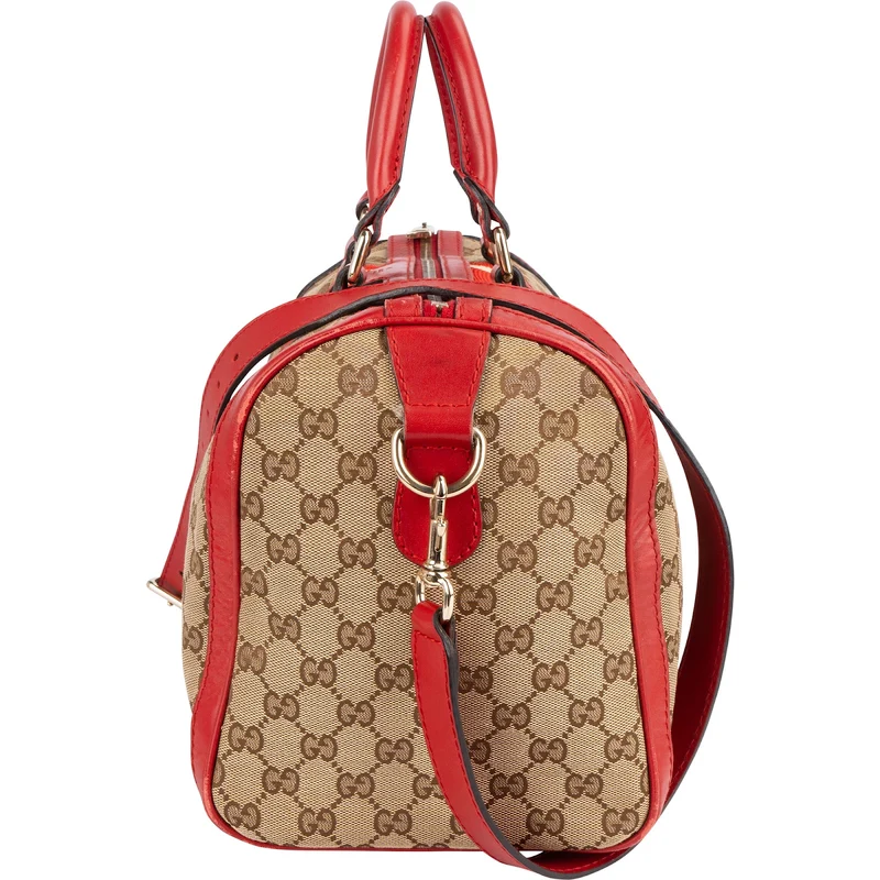 Gucci Monogram GG Canvas Vintage Web Boston Handbag