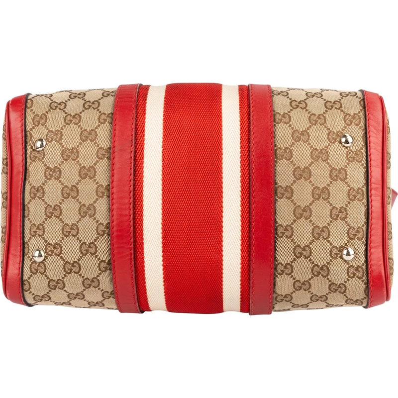Gucci Monogram GG Canvas Vintage Web Boston Handbag