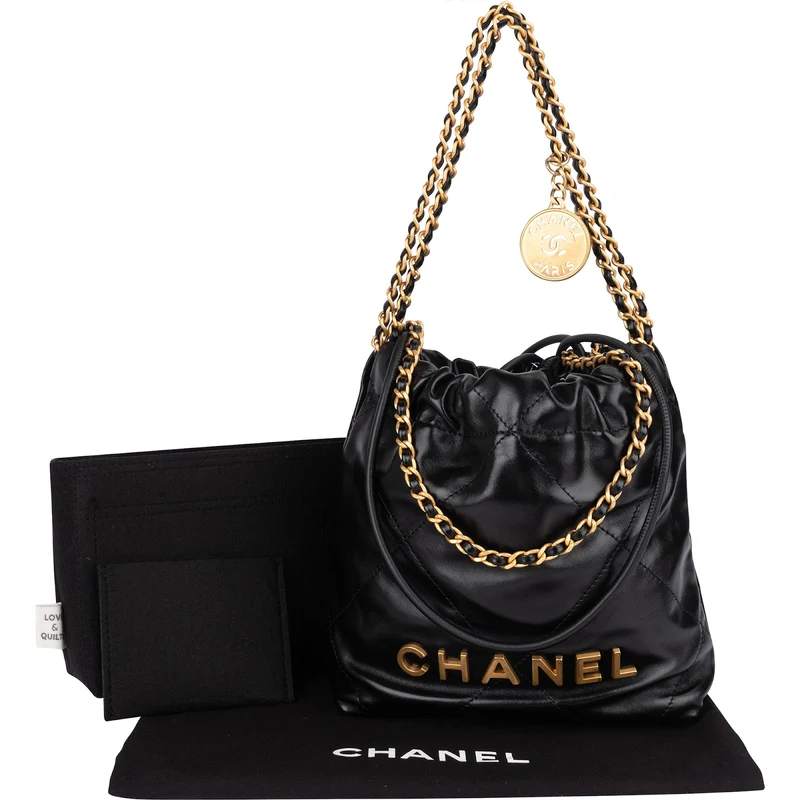 Chanel 22 Stitching Lambskin Small Drawstring Crossbody Bag