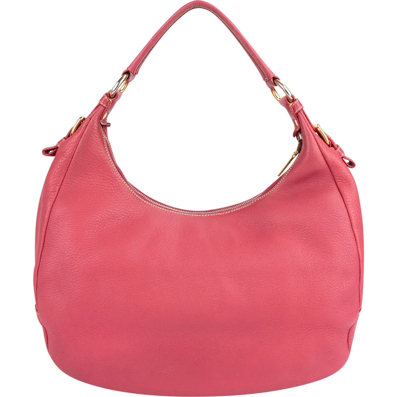Prada Pink Leather Hobo Shoulder Bag