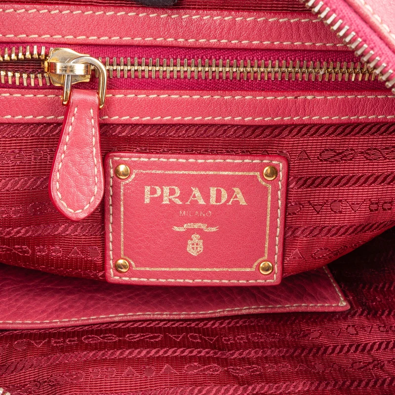 Prada Pink Leather Hobo Shoulder Bag