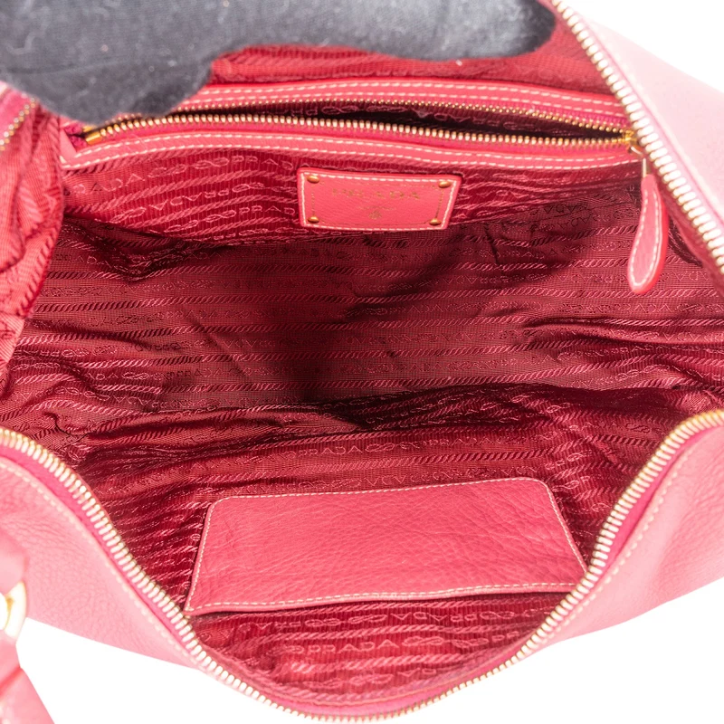 Prada Pink Leather Hobo Shoulder Bag