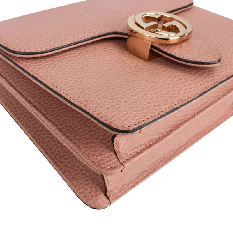 Gucci Grained Leather Interlocking GG Shoulder Crossbody Bag