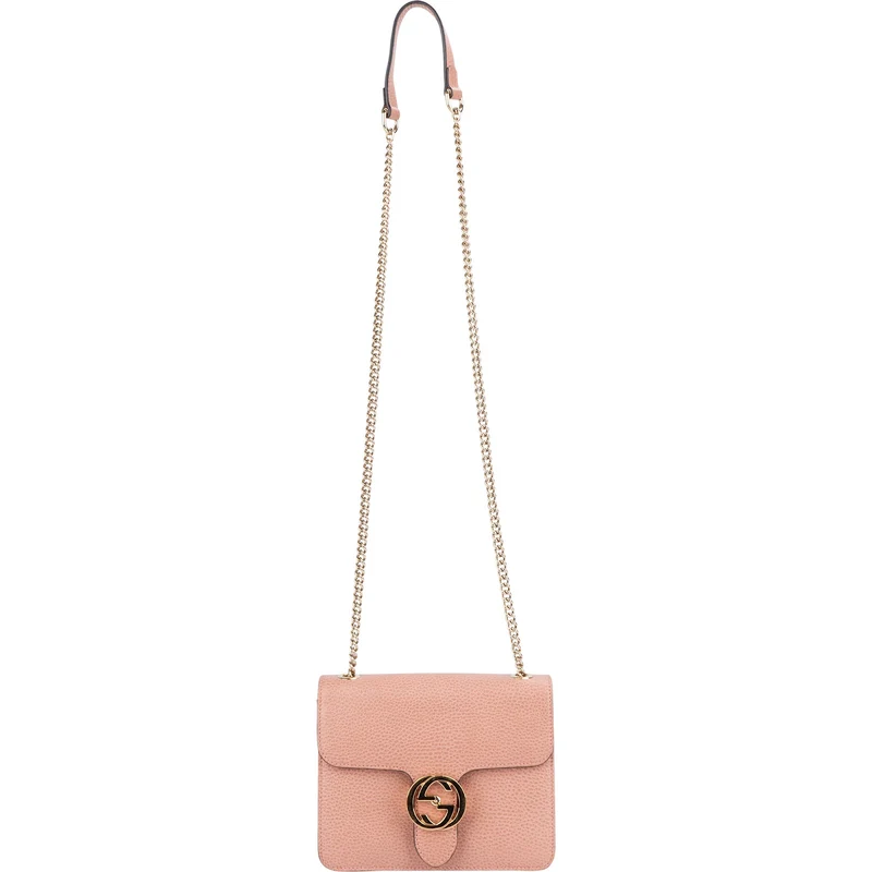 Gucci Grained Leather Interlocking GG Shoulder Crossbody Bag