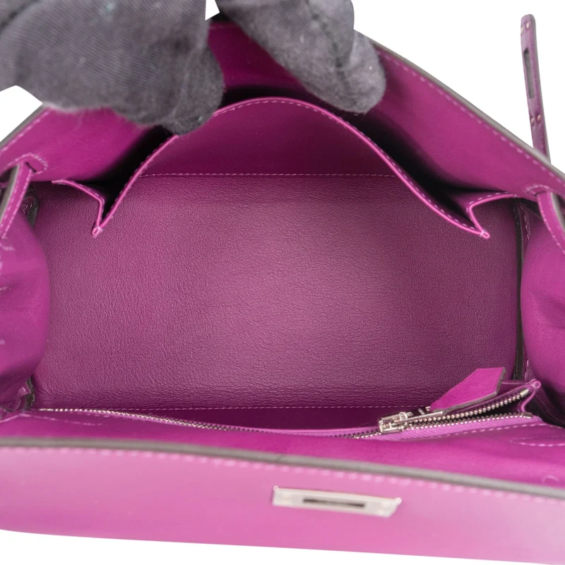 Hermès Swift Anemone Kelly Palladium 25 Sellier Handbag
