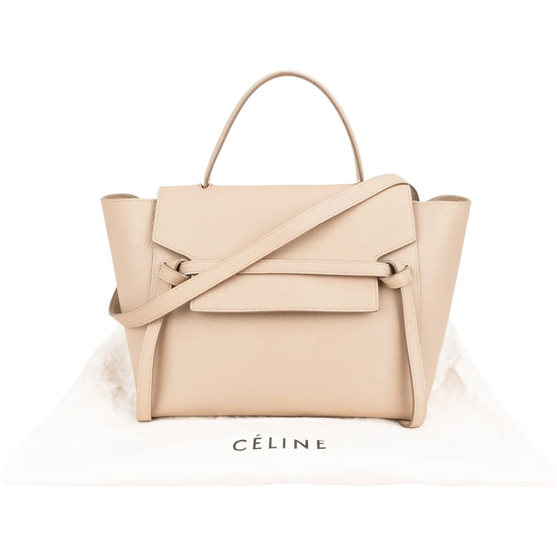 Céline Beige Grained Leather Belt Handbag