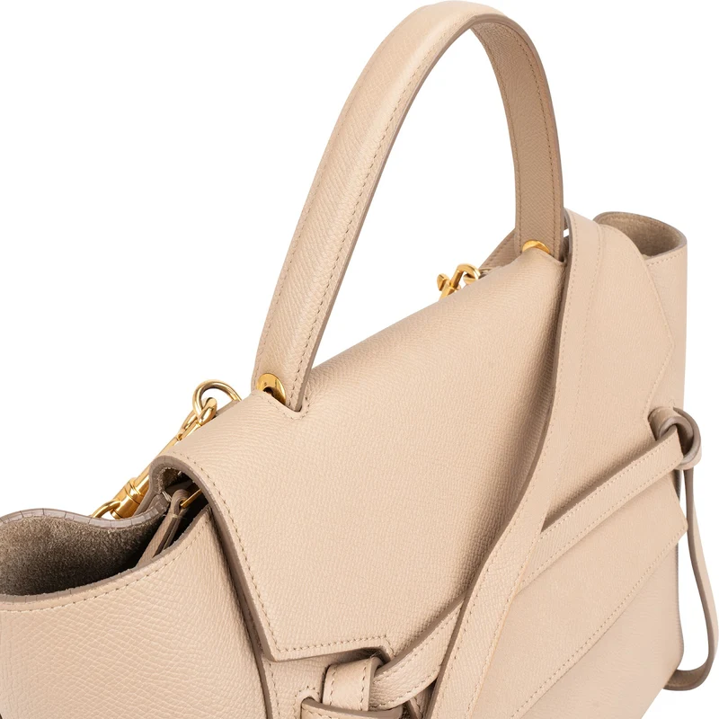 Céline Beige Grained Leather Belt Handbag