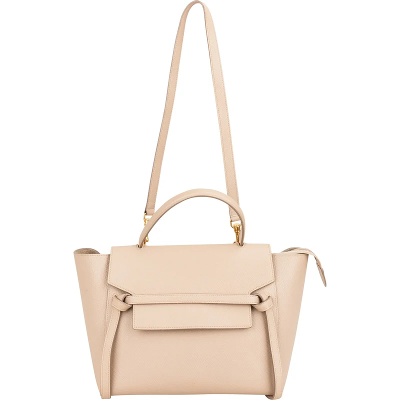 Céline Beige Grained Leather Belt Handbag