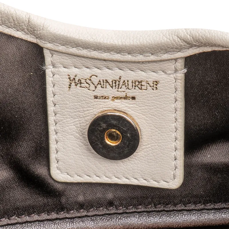 Yves Saint Laurent Suede Leather Rive Gauche Ruffled Hobo Mombasa Shoulder Bag