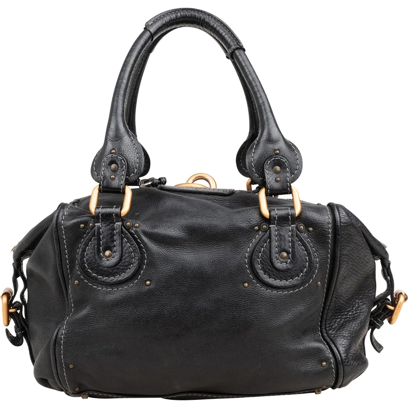 Chloé Black Leather Paddington Satchel Shoulder Bag