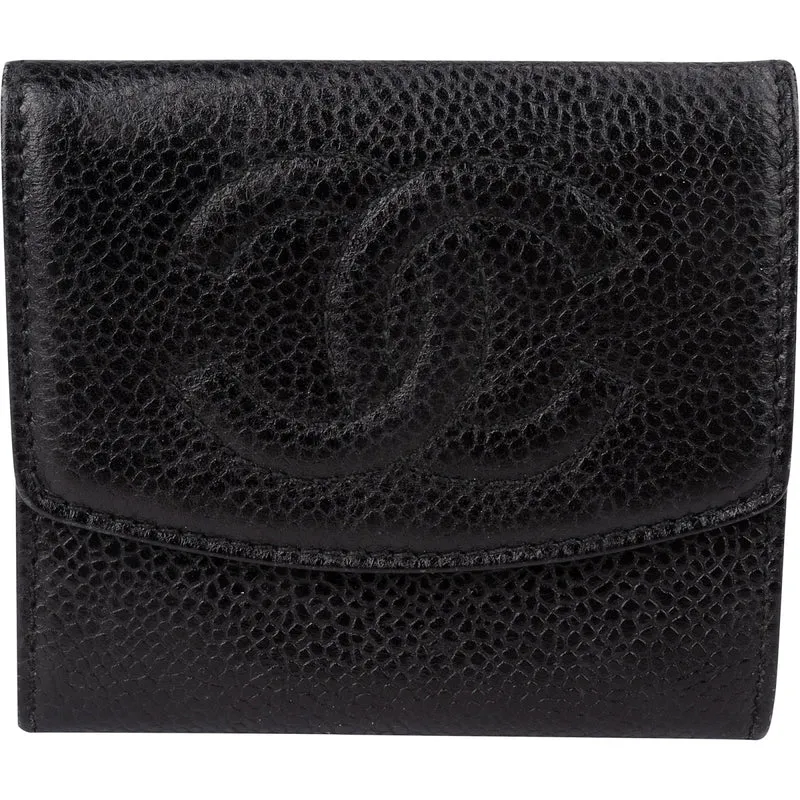 Chanel Caviar Leather CC Bifold Coin Purse Wallet
