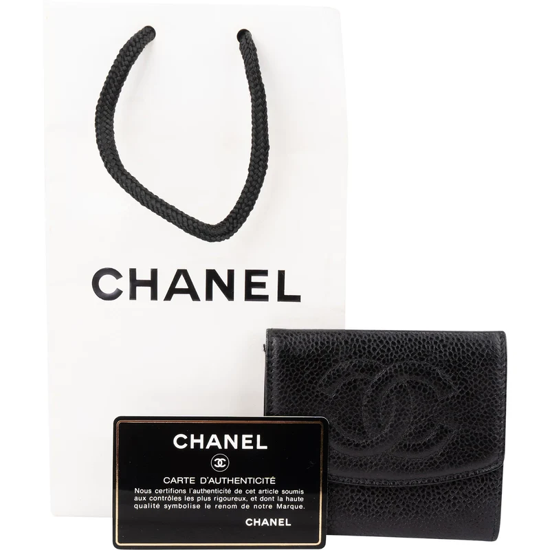 Chanel Caviar Leather CC Bifold Coin Purse Wallet