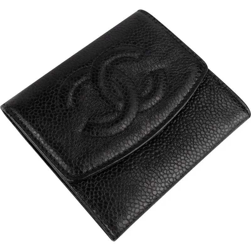 Chanel Caviar Leather CC Bifold Coin Purse Wallet