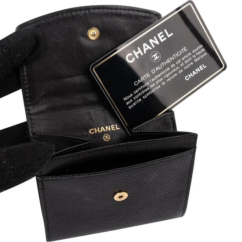 Chanel Caviar Leather CC Bifold Coin Purse Wallet