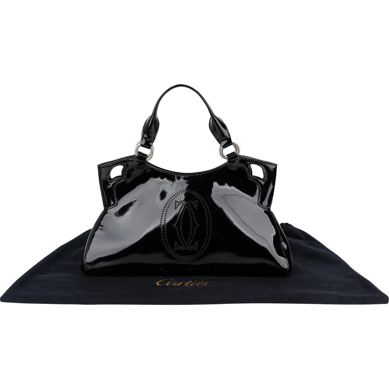 Cartier Black Patent Leather Marcello de Cartier Handbag
