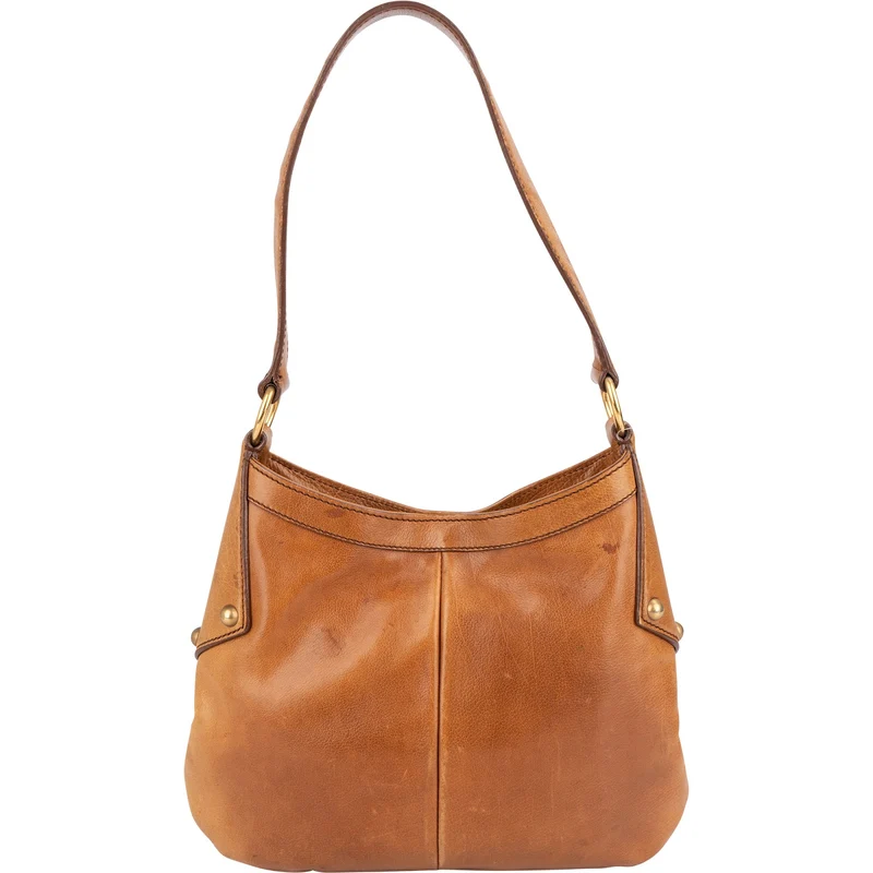 Yves Saint Laurent Leather Stitched Emblem Hobo Shoulder Bag