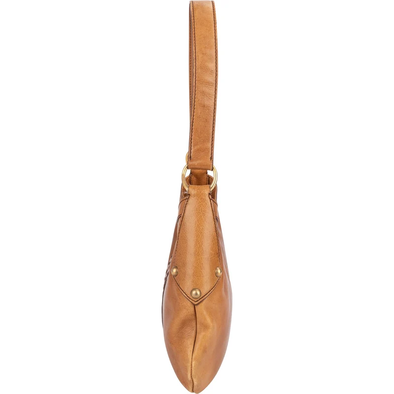 Yves Saint Laurent Leather Stitched Emblem Hobo Shoulder Bag