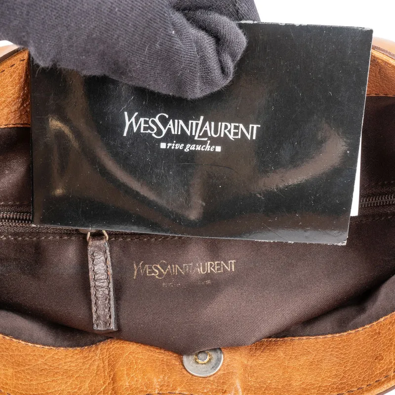 Yves Saint Laurent Leather Stitched Emblem Hobo Shoulder Bag