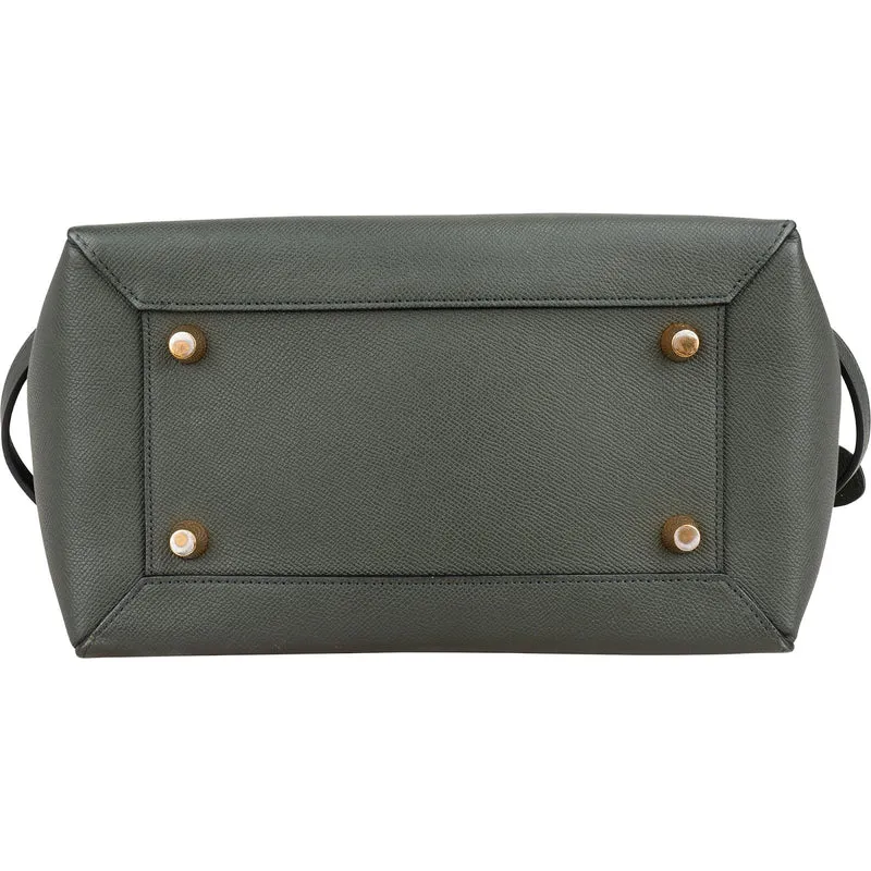 Céline Dark Green Grained Leather Belt Handbag