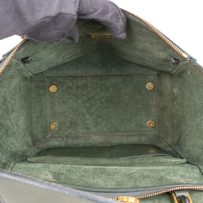 Céline Dark Green Grained Leather Belt Handbag