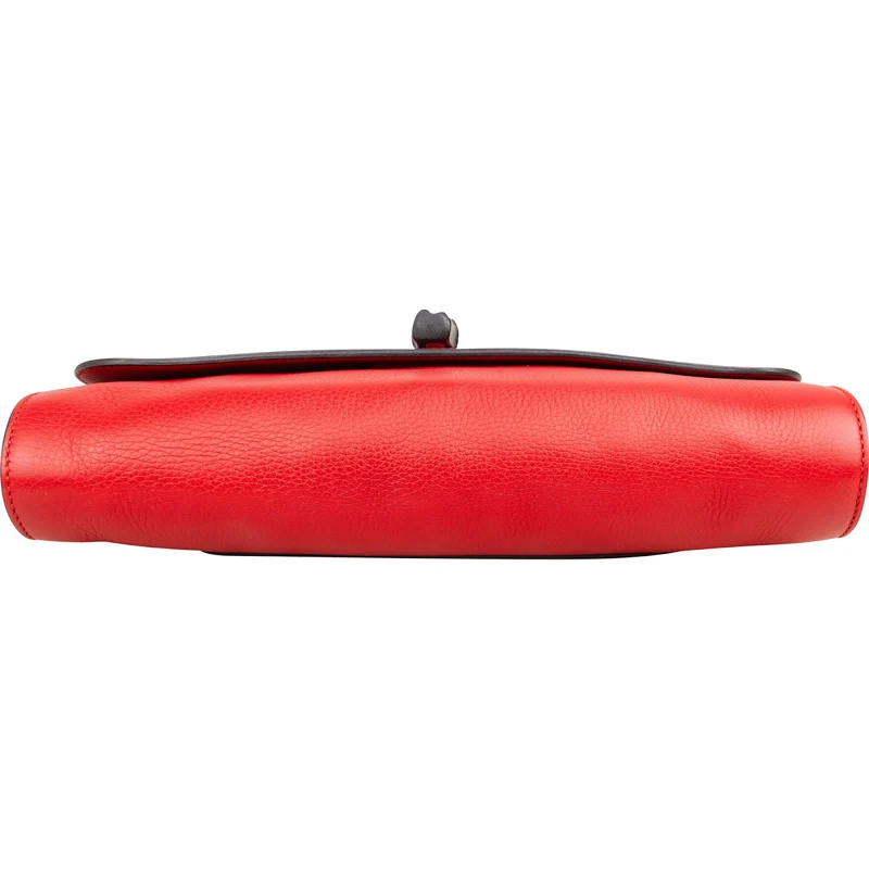 Gucci Red Pebbled Leather Bamboo Clutch Bag