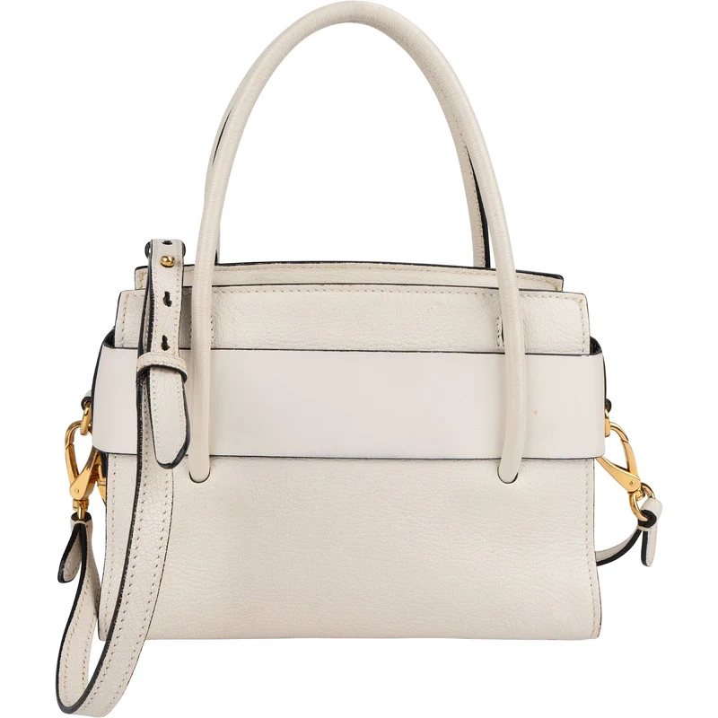 Miu Miu White Madras Leather Bow Handbag