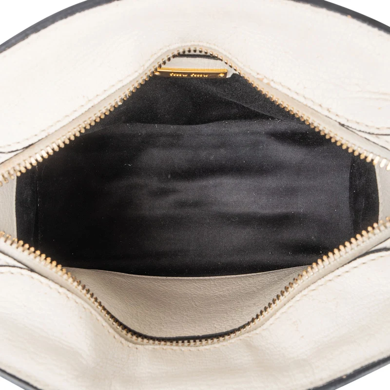 Miu Miu White Madras Leather Bow Handbag