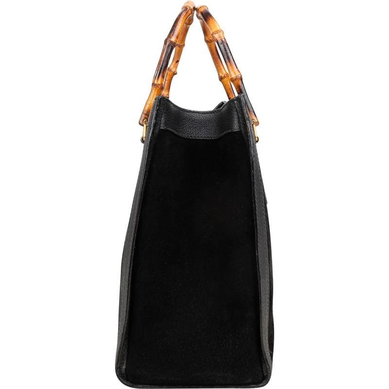 Gucci Suede Bamboo Tote Handbag