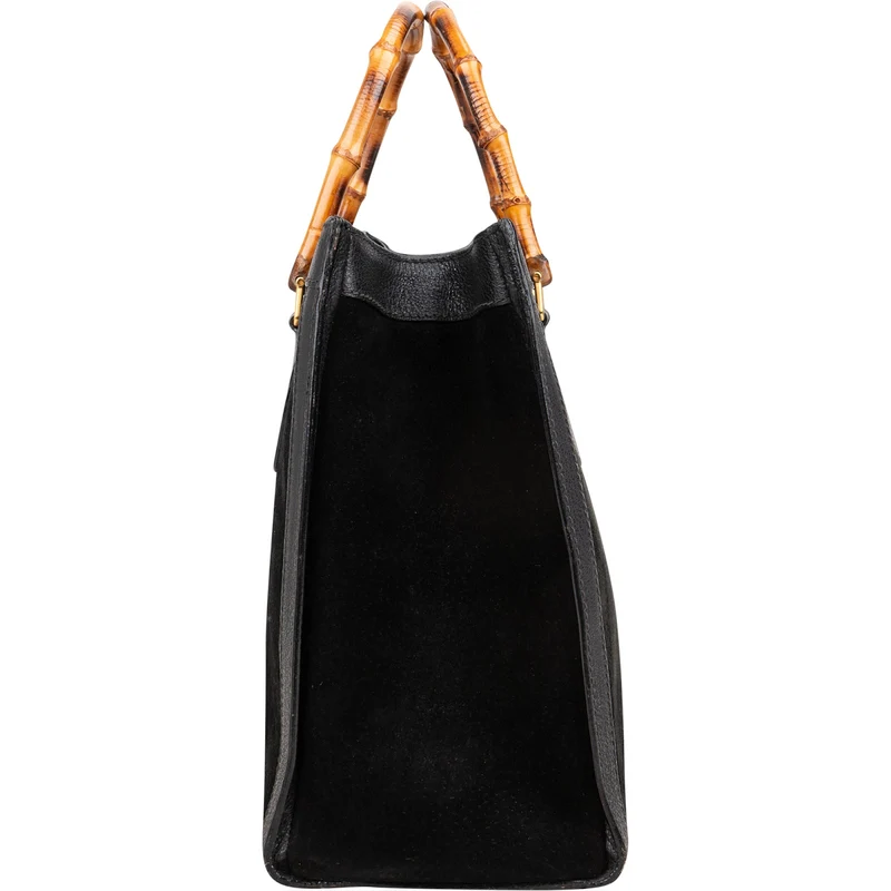 Gucci Suede Bamboo Tote Handbag