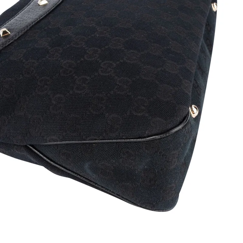 Gucci Monogram GG Studded Bamboo Hobo Handbag