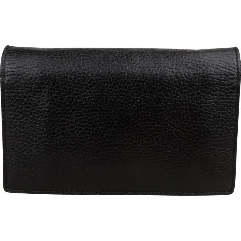 Gucci Pebbled Leather Interlocking GG Wallet On Chain Crossbody Bag