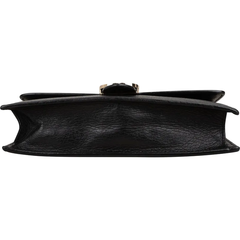 Gucci Pebbled Leather Interlocking GG Wallet On Chain Crossbody Bag