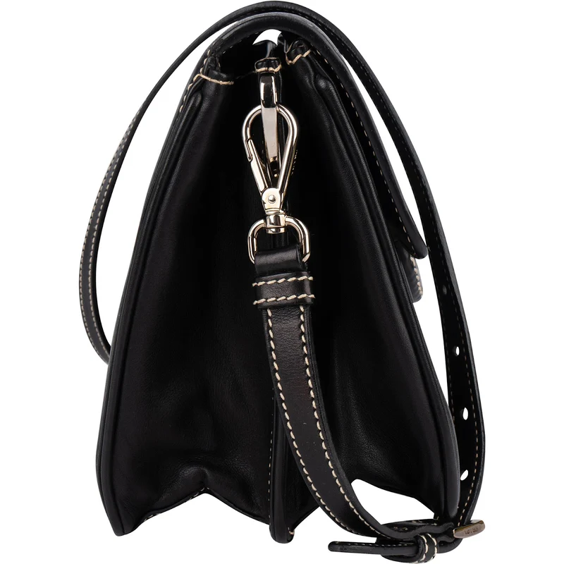 Prada Leather Contrast Stitch Flap Crossbody Bag