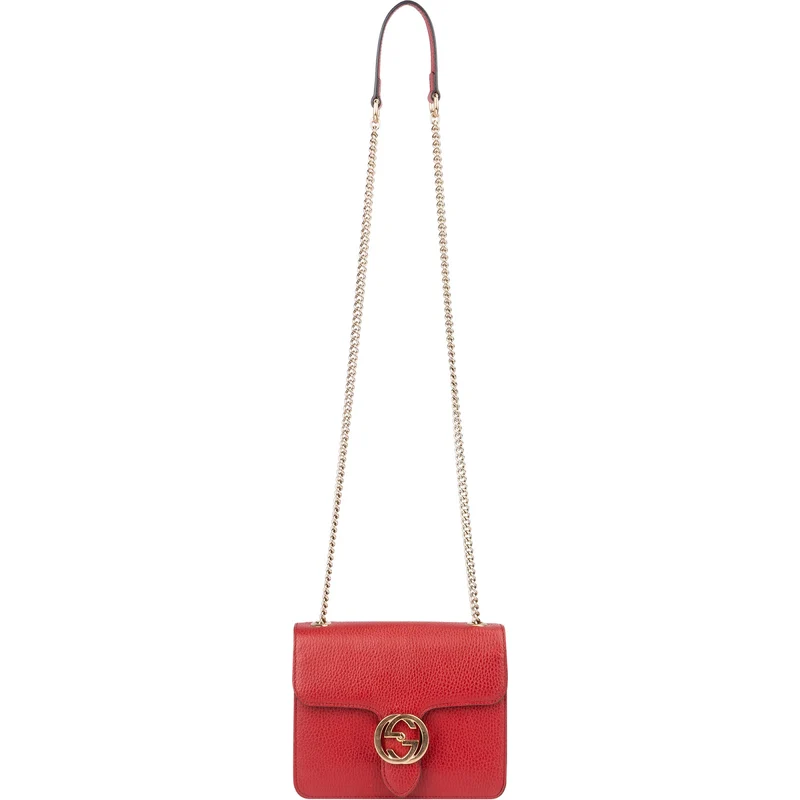 Gucci Grained Leather Interlocking GG Small Crossbody Bag