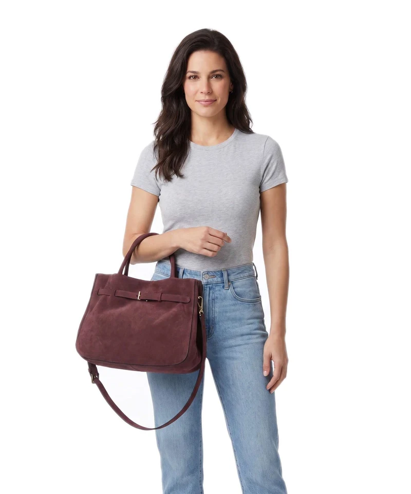 Abro Suede Jill Handtasche burgundy