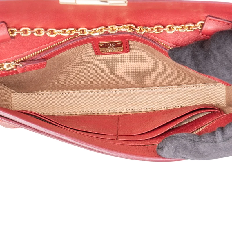MCM Visetos Monogram Embossed Leather Millie Flap Crossbody Bag