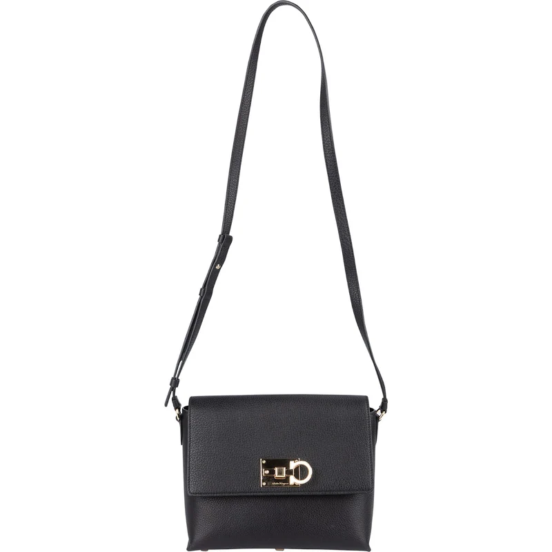 Salvatore Ferragamo Pebbled Leather Gancini Flap Crossbody Bag