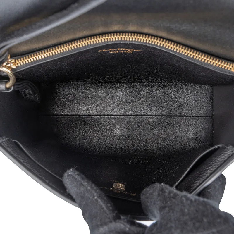 Salvatore Ferragamo Pebbled Leather Gancini Flap Crossbody Bag