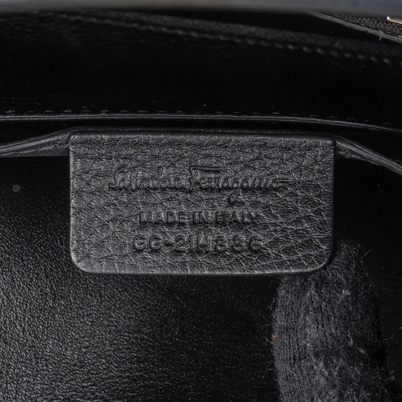 Salvatore Ferragamo Pebbled Leather Gancini Flap Crossbody Bag