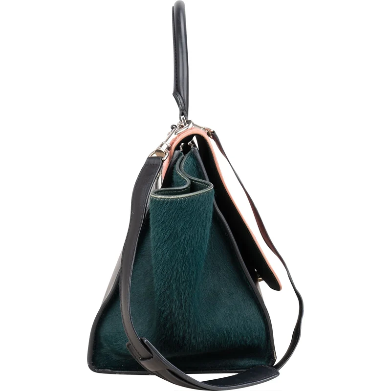 Céline Tricolor Leather Pony Hair Trapeze Handbag