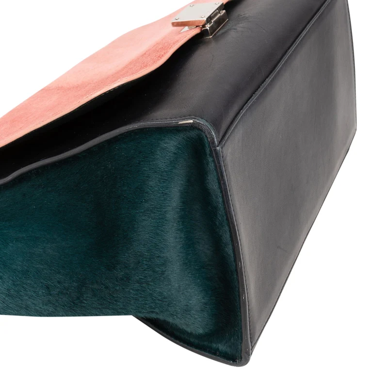 Céline Tricolor Leather Pony Hair Trapeze Handbag